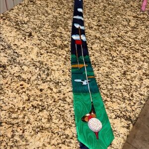 Golf Themed Tie with Green and Blue Accents